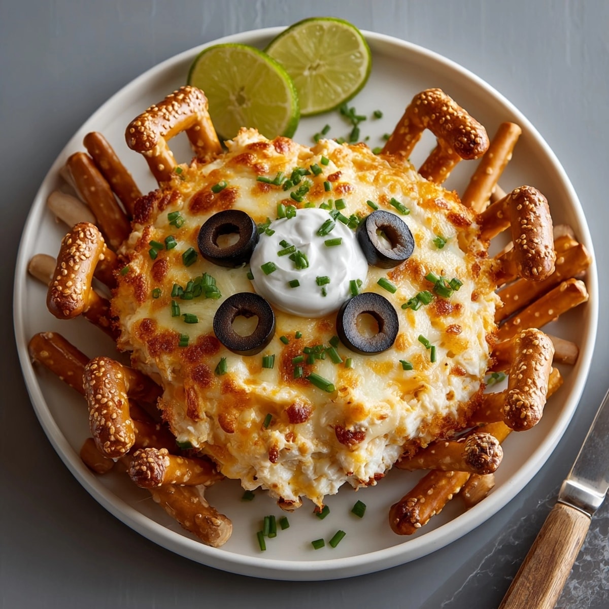 Baking a homemade Cheesy Spider Dip; imagine warm cheese, jalape&#241;os, and party snacks.