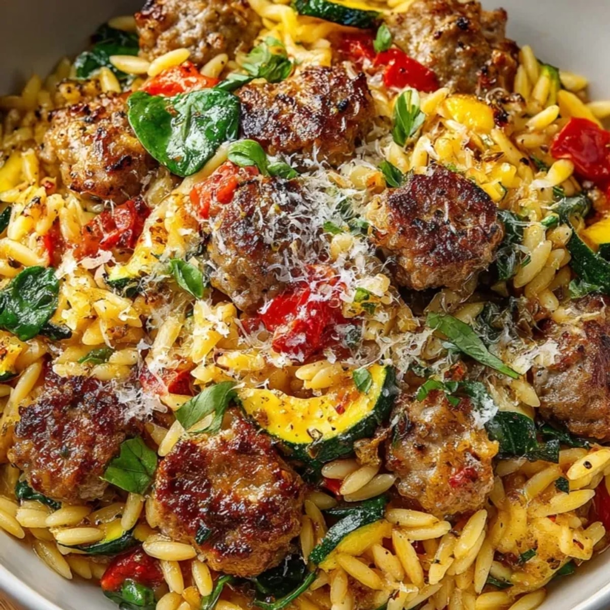 Savory Spicy Sausage Orzo Skillet: Italian comfort food, ready in under an hour.