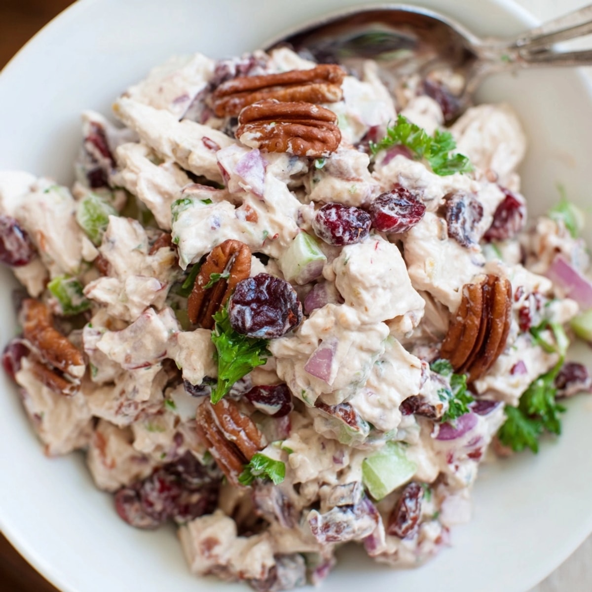 Creamy Cranberry Pecan Chicken Salad, a colorful medley of flavors and textures.