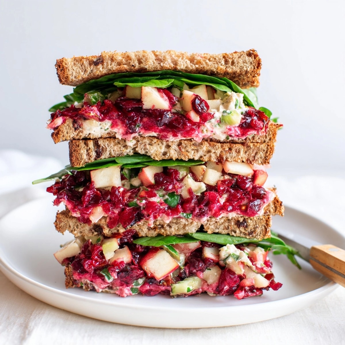 Homemade Apple Cranberry Chutney Sandwiches recipe ingredients arranged on a kitchen table for delicious serving.