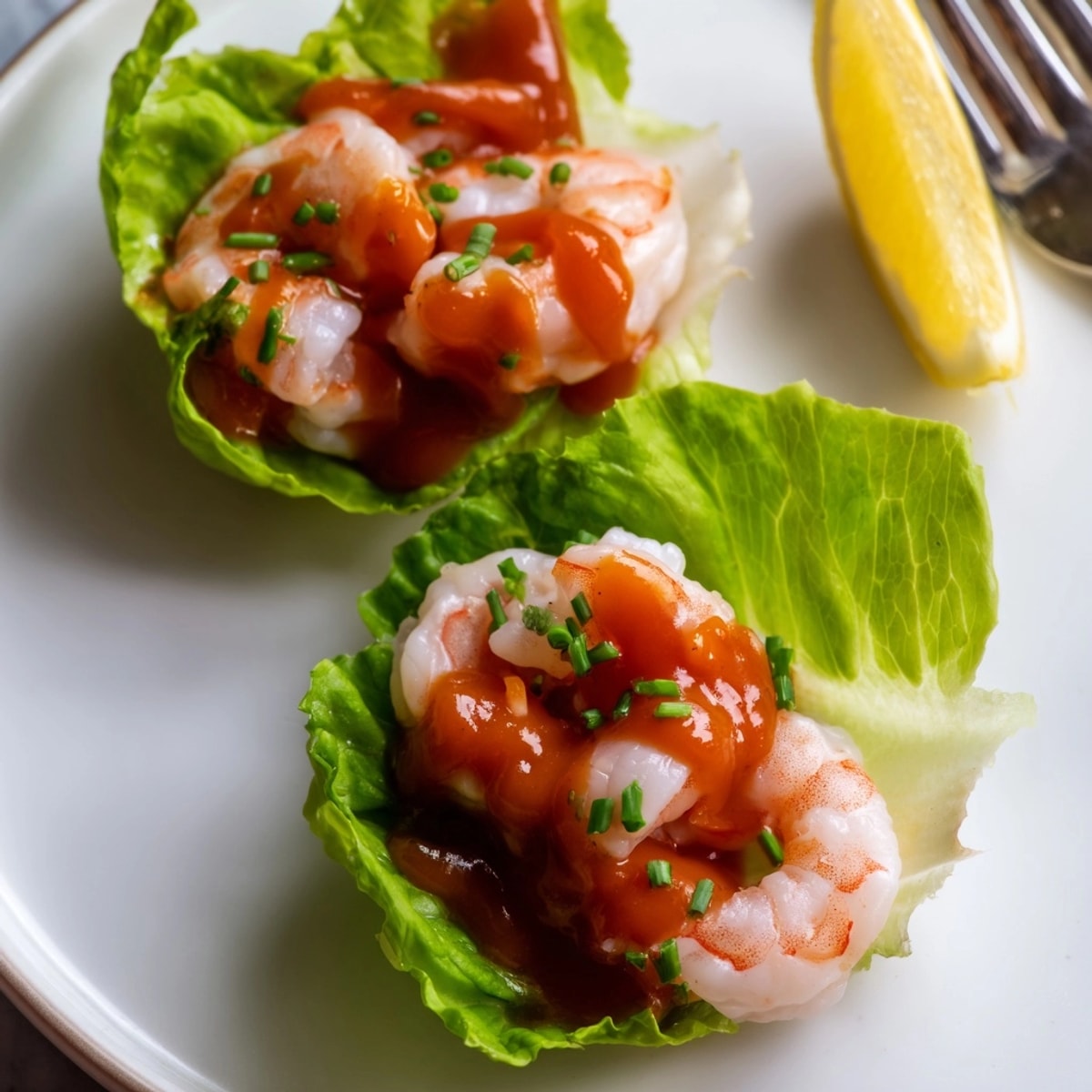 Zesty shrimp cocktail cups recipe: Chilled shrimp nestled in crisp lettuce, drizzled with vibrant sauce.