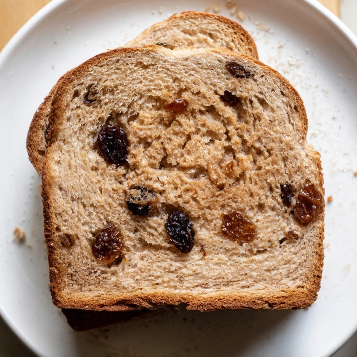 Golden-brown Protein Cinnamon Raisin Bread loaf—warm, spiced, and delicious fresh from the oven.