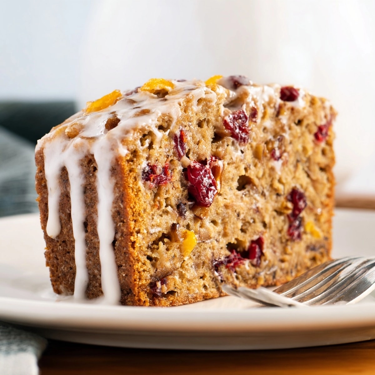 Slices of Ginger Cranberry Dutch Holiday Snack Loaf reveal festive cranberries and ginger.