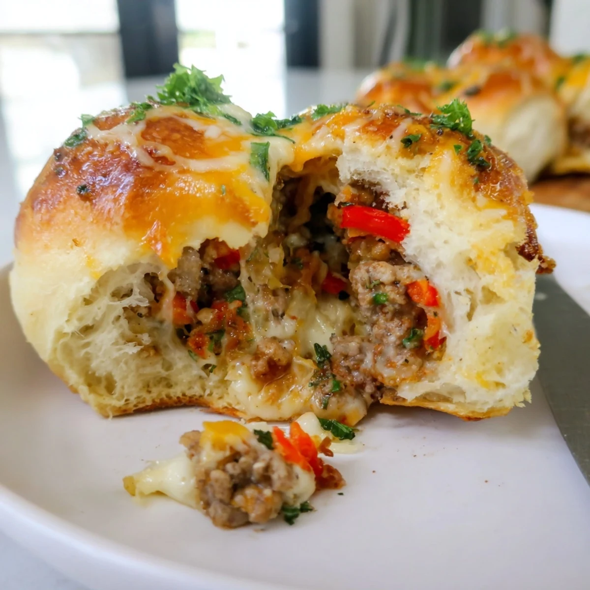 Golden Cajun turkey stuffed rolls baked to perfection, perfect for appetizers or snacks.  