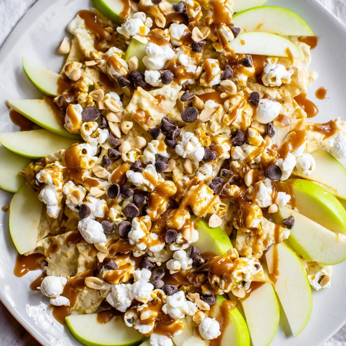 Caramel Popcorn Apple Nachos