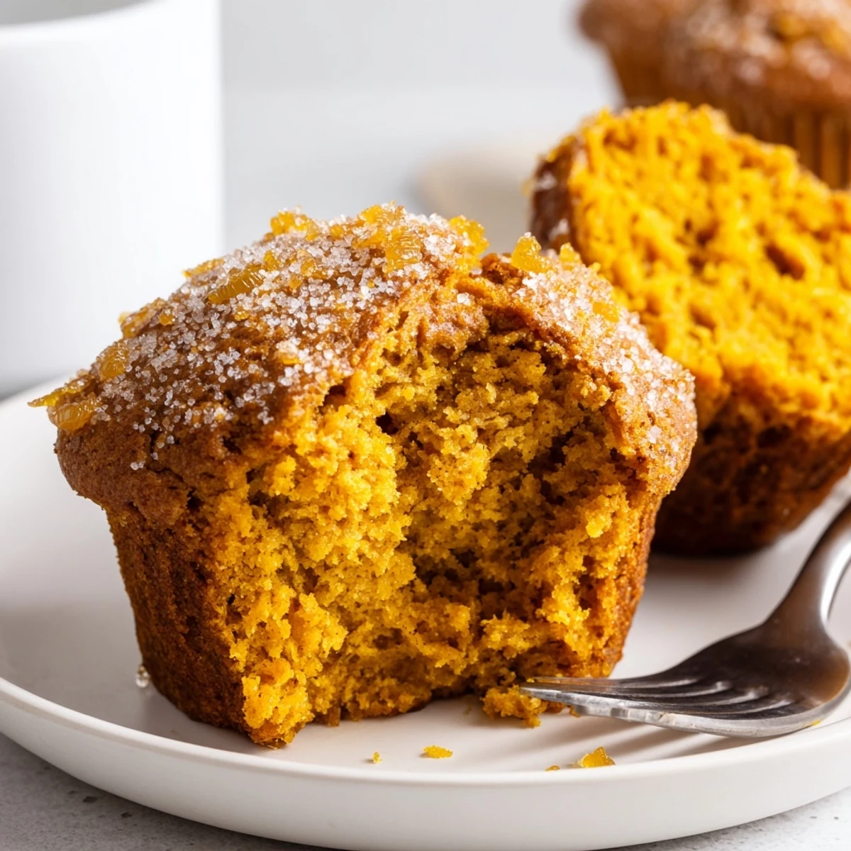 Deliciously warm pumpkin muffins enriched with sweet candied ginger bites, ideal for breakfast.