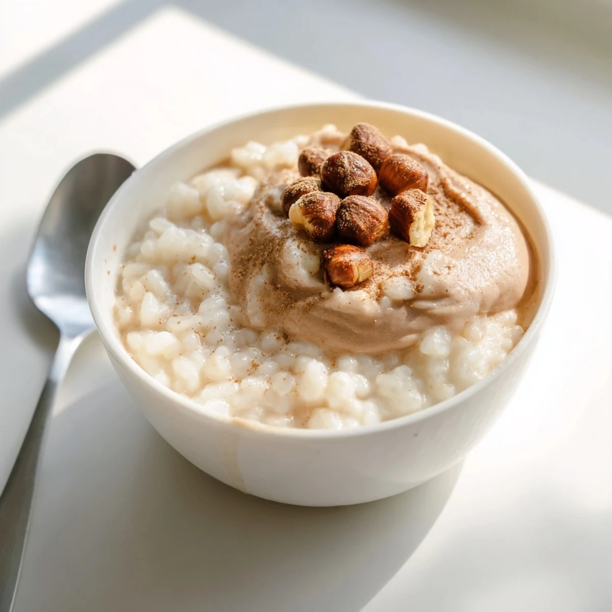 Elegant dessert of rich rice pudding layered with smooth chestnut cream topping.