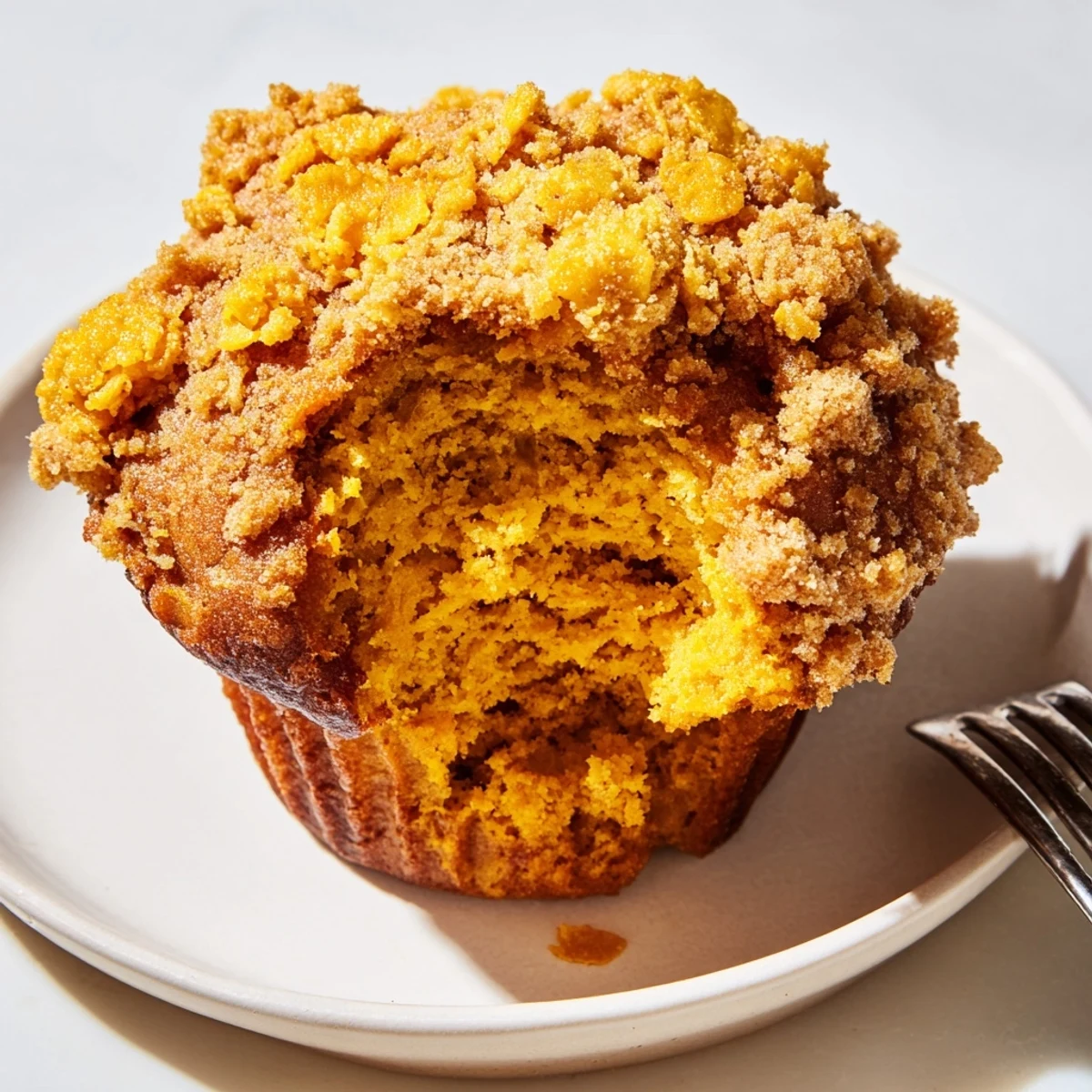 Golden Buttery Pumpkin Cornflake Muffins with a sweet, crunchy topping, perfect for sharing.