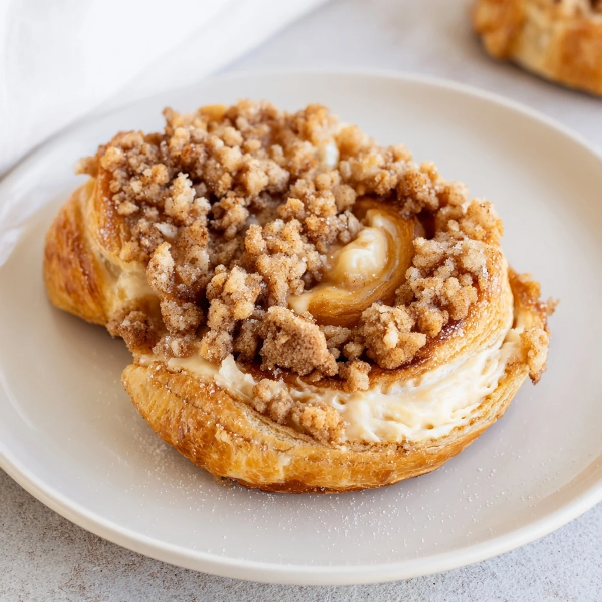 Golden-brown coffee cream cheese crumb Danish, warm and inviting for breakfast treats.  