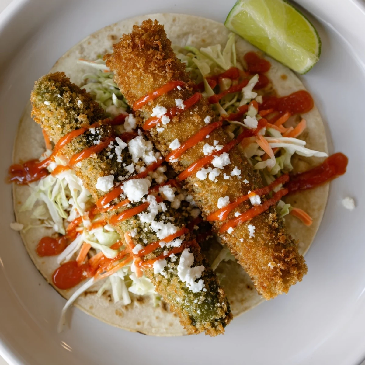Sweet Chili Fried Pickle Tacos