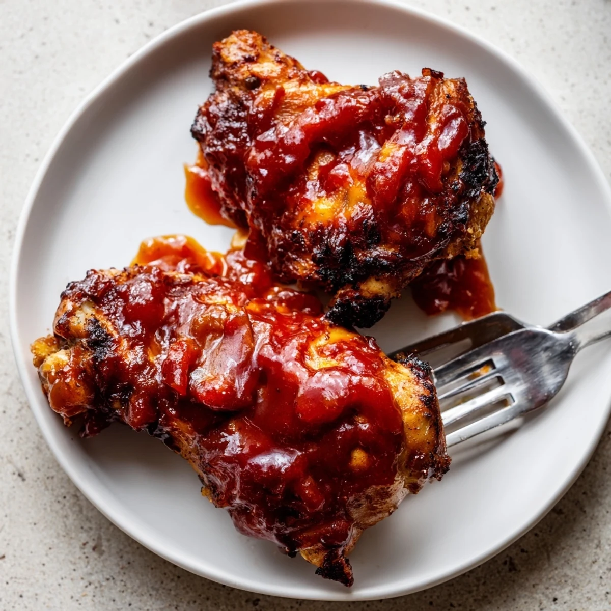 Juicy Cherry Bourbon BBQ Chicken served on a rustic wooden platter, perfect for summer grilling.  