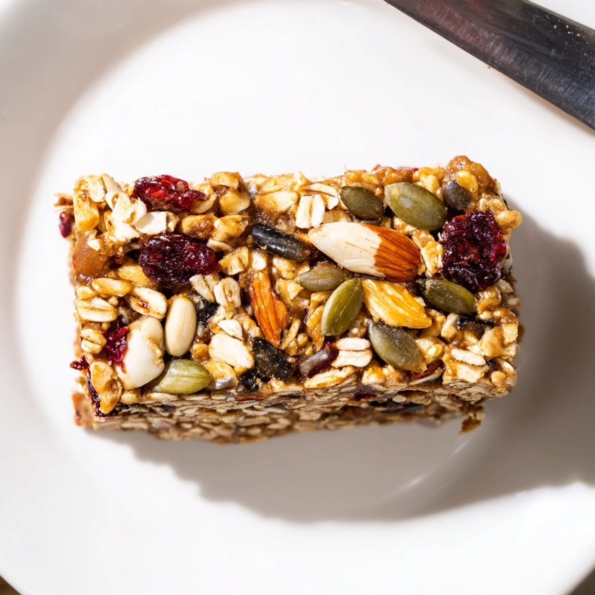 Chewy Cinnamon & Pumpkin Seed Energy Bars with oats and warm spices, perfect for snacking.  