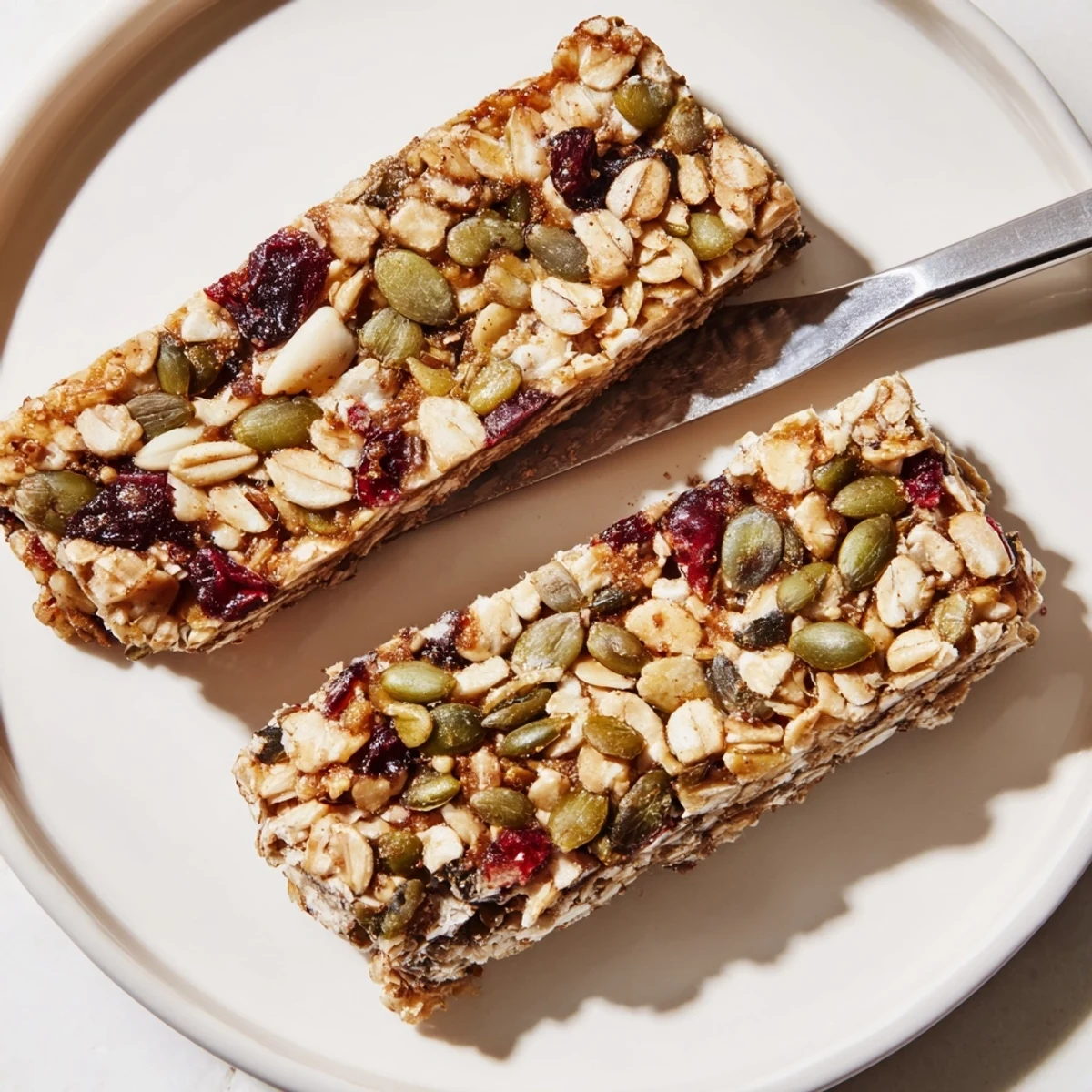 Nutritious Cinnamon & Pumpkin Seed Energy Bars, featuring nuts and seeds for a delightful crunch.  