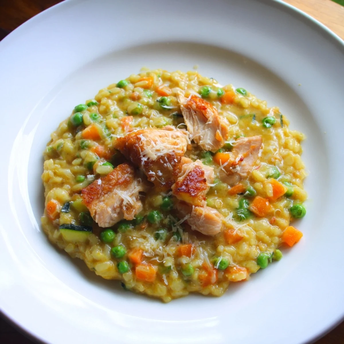 Creamy Japanese Curry Risotto, topped with tender turkey, offering a delightful fusion of flavors.