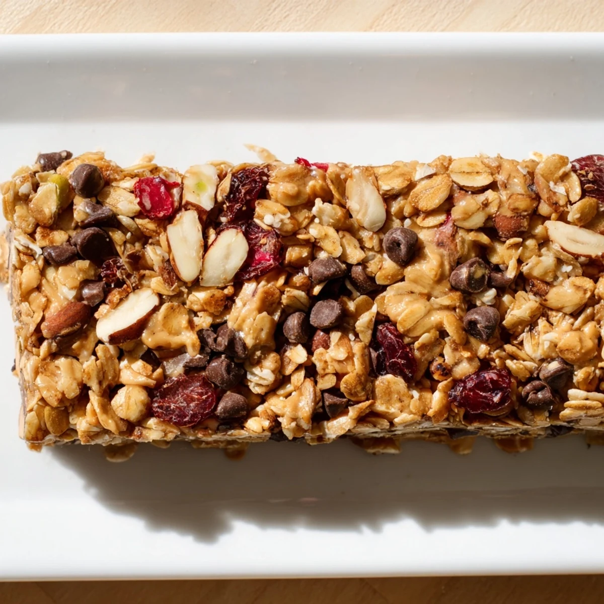 Chewy homemade granola bars, golden brown and packed with oats, perfect for a grab-and-go snack.