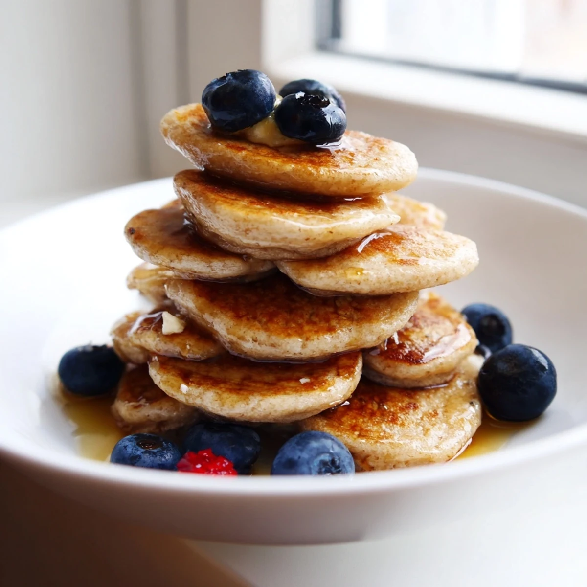 Fluffy and golden brown pancake cereal ready to be enjoyed with the whole family, a fun breakfast.
