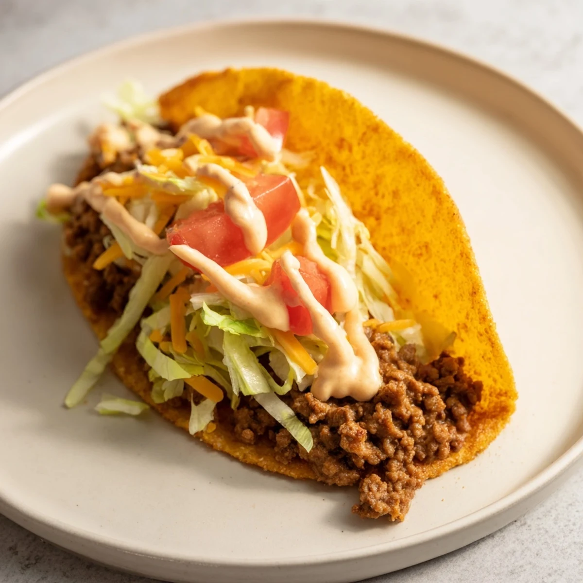 Cheesy Gordita Crunch taco, warm melted cheese and crunchy shell overflowing with seasoned beef.