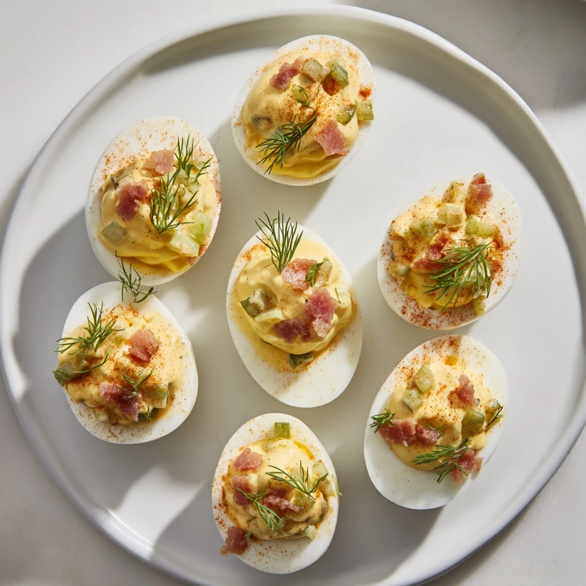 Perfect party appetizer: savor the flavor of these easy Loaded Deviled Eggs with bacon.