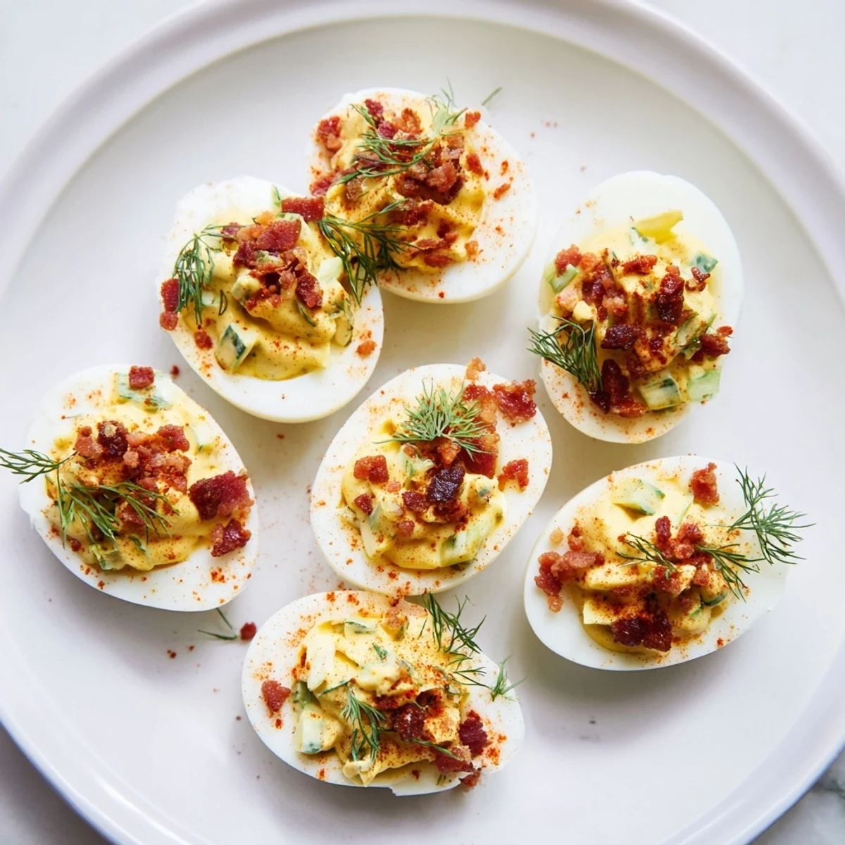 Beautiful platter overflowing with loaded deviled eggs, ready to serve as a flavorful appetizer.