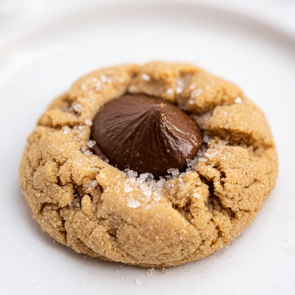 Freshly baked 3-Ingredient Peanut Butter Blossoms, with melted chocolate kiss centers and golden edges.