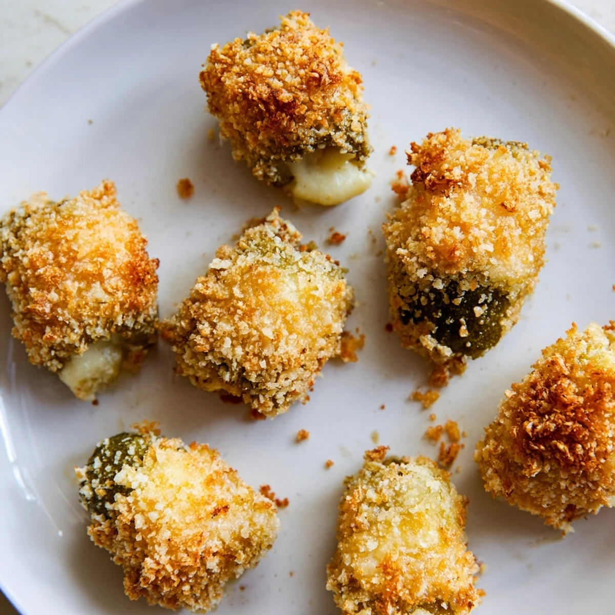 Close-up shot: Crunchy, bubbly cheese wraps a tangy pickle to create these festive ornaments.