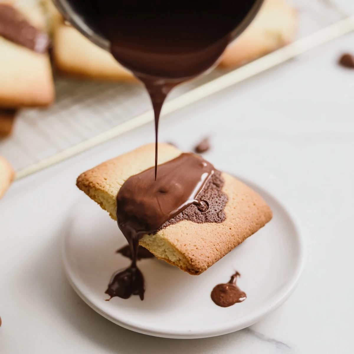 Warm, golden-brown air fryer gooey cookie cups, perfect with melted chocolate for dessert.