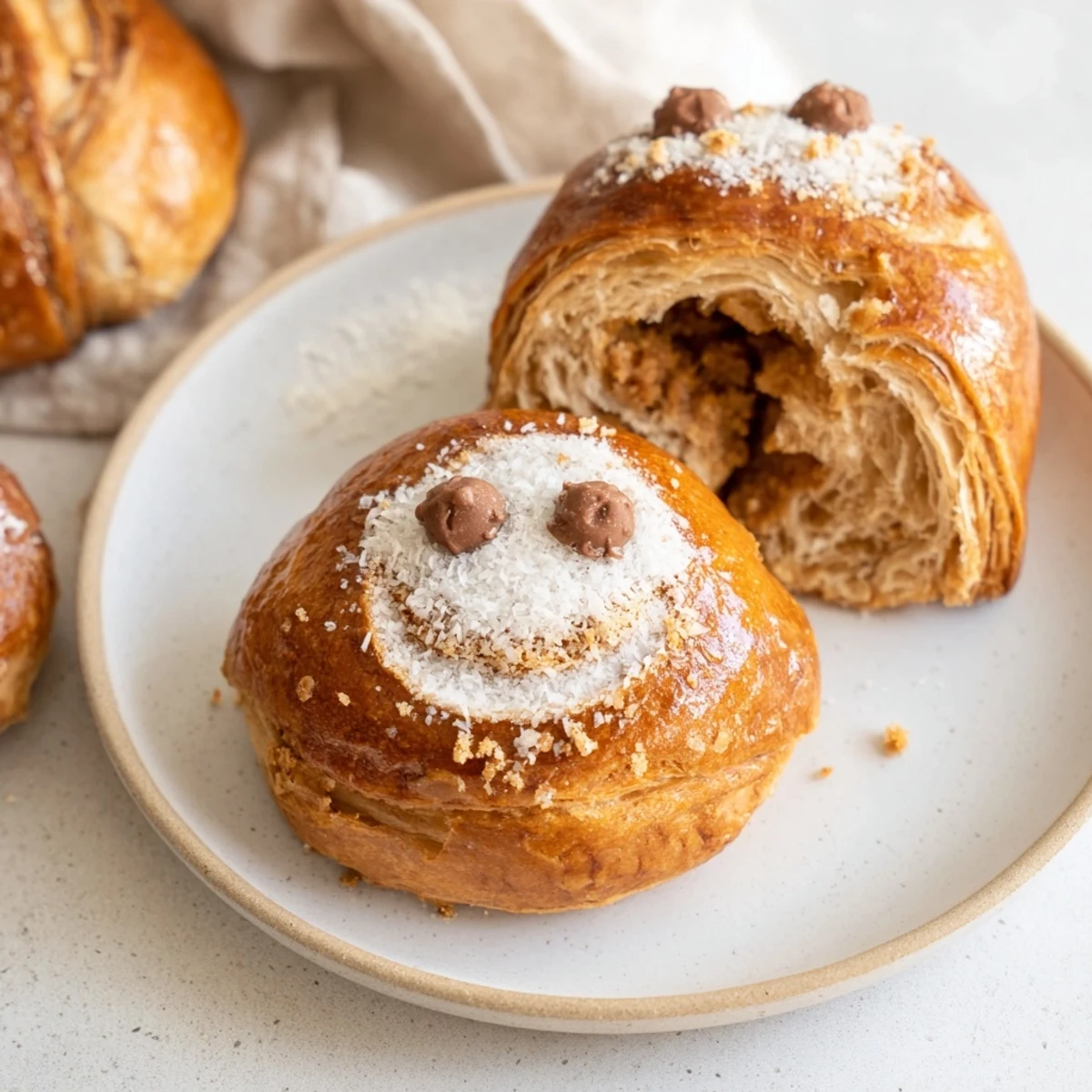 Golden-brown Sleeping Gingerbread Puff Pastry Pockets, filled with spiced gingerbread dough, ready to be enjoyed.
