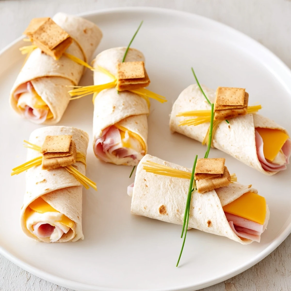 Delicious Graduation Cap Diploma Snack Wraps with savory turkey rolls, cheese, and sweet graduation cap treats.
