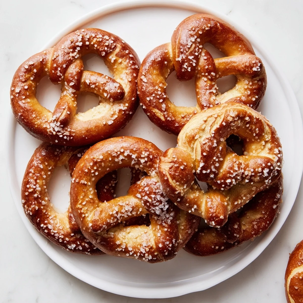 Close-up of freshly baked Bretzels Anneau de Fête, with a crispy crust and inviting, warm aroma.