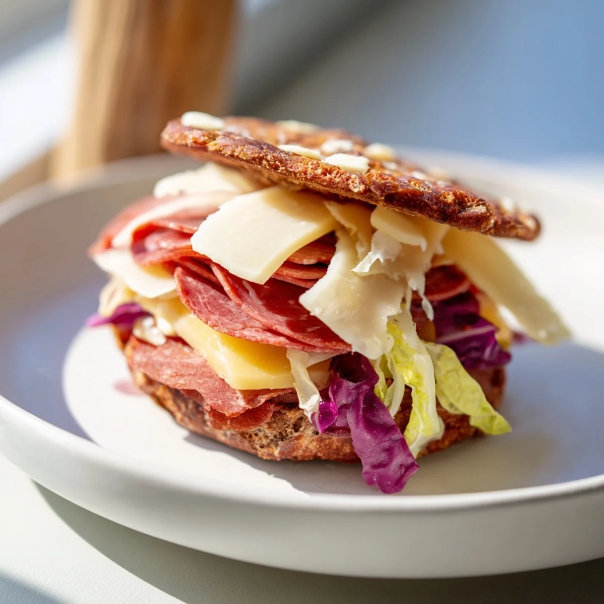 Festin du Château Royal Sandwiches platter featuring layered meats, cheeses, and fresh garnishes for a royal feast.