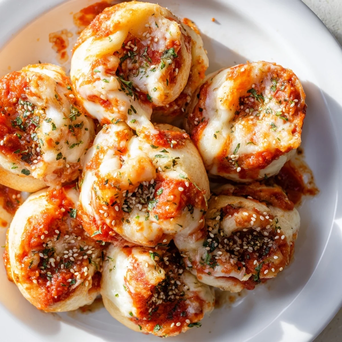 Golden brown Festive Pull-Apart Bread Wreath, a fragrant bread wreath perfect for sharing at a holiday party.