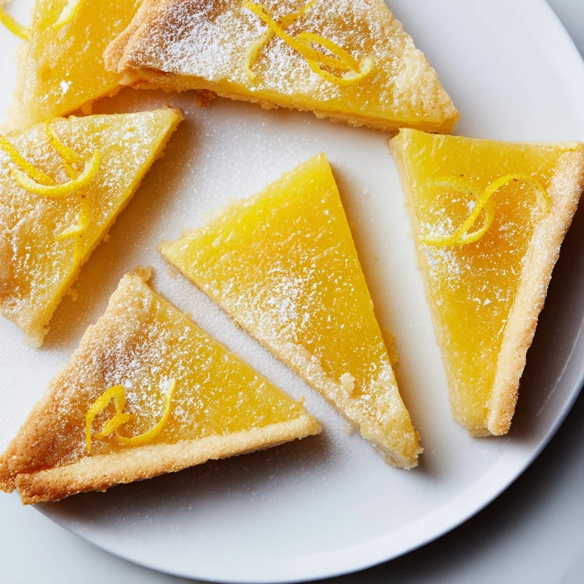 Elegant triangular slices of lemon bars, presented after cooling, a delicious treat for a sweet tooth.