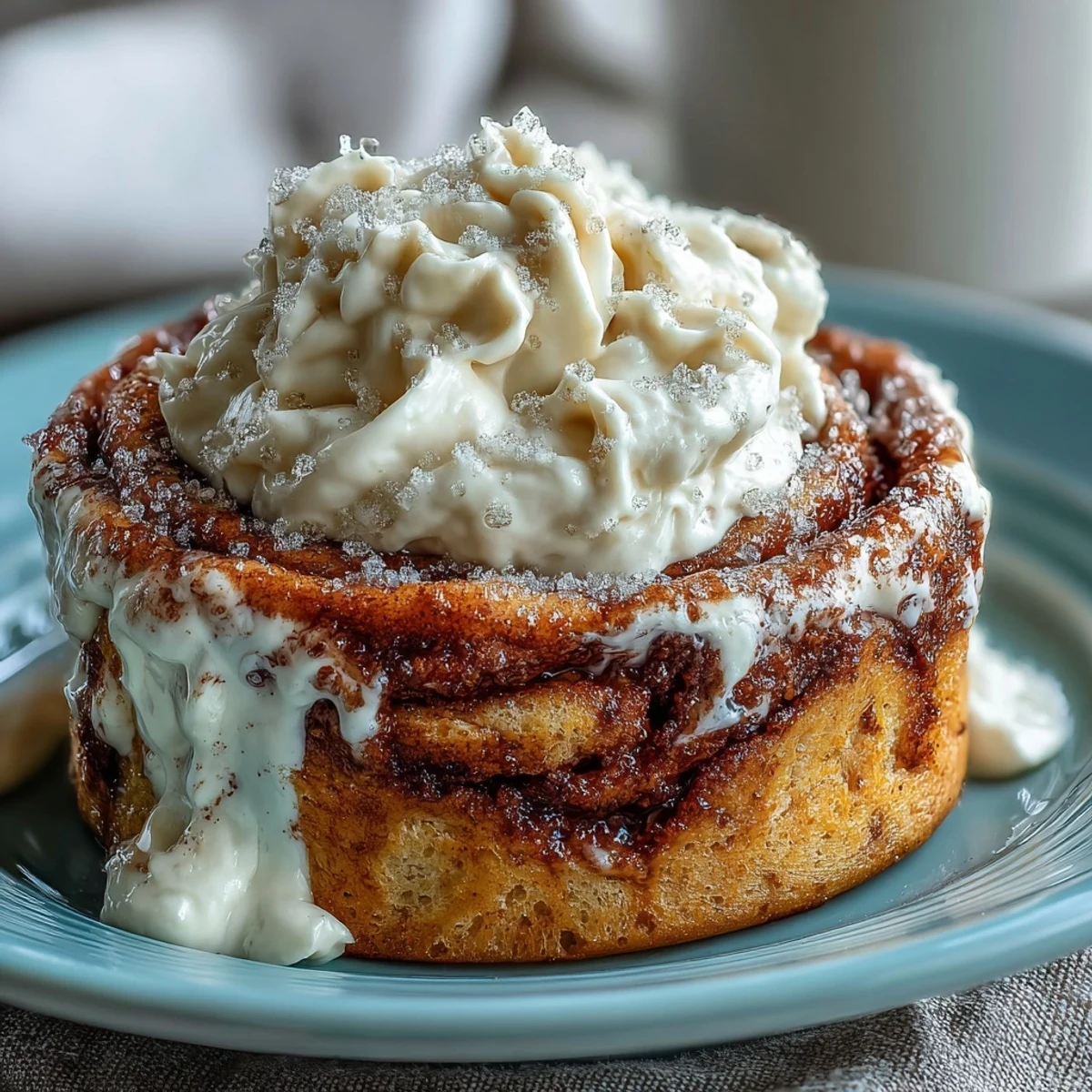 Freshly microwaved High-Protein Cinnamon Roll Mug Cake served in a ceramic mug, ready to eat.