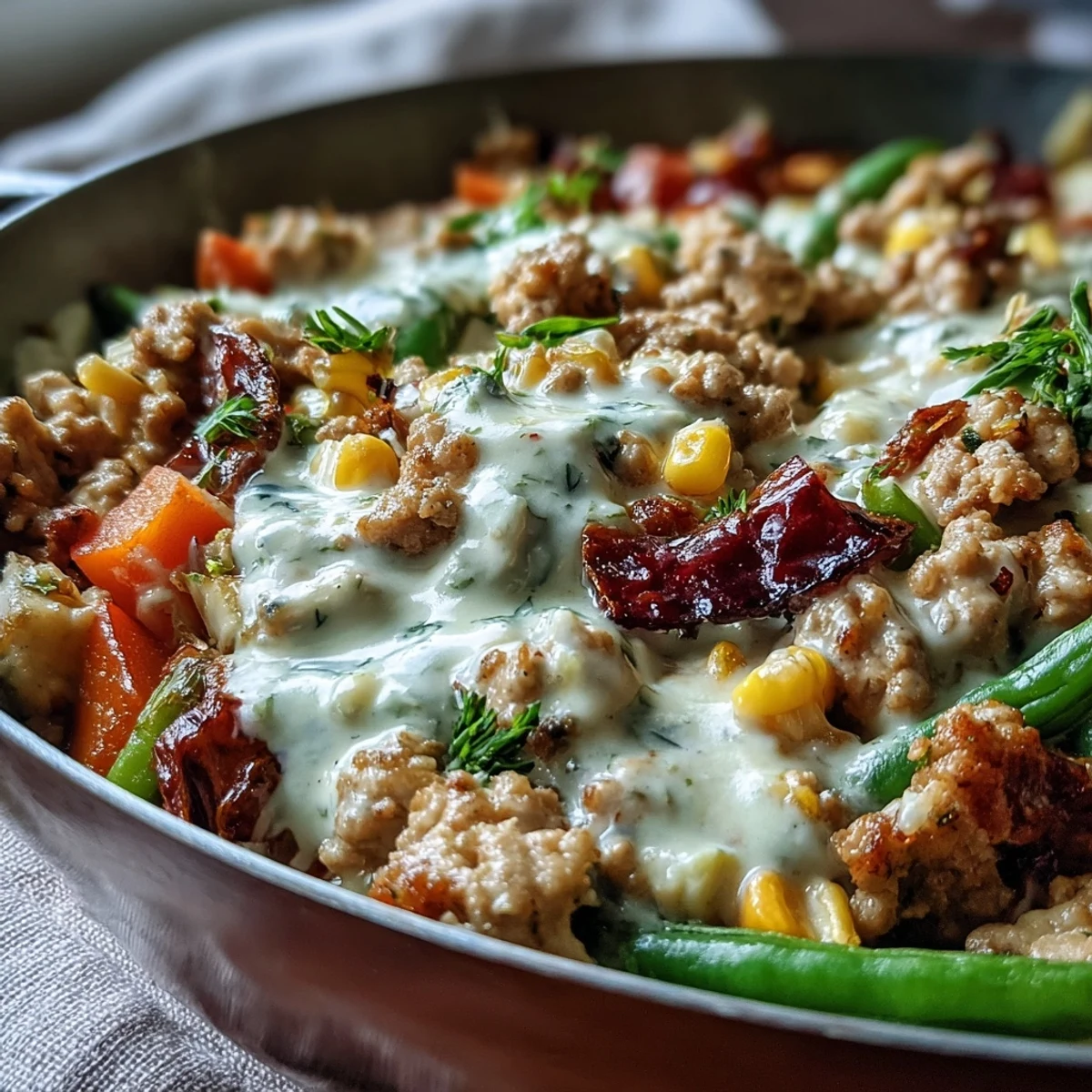 Creamy Ranch Turkey & Veggie Skillet