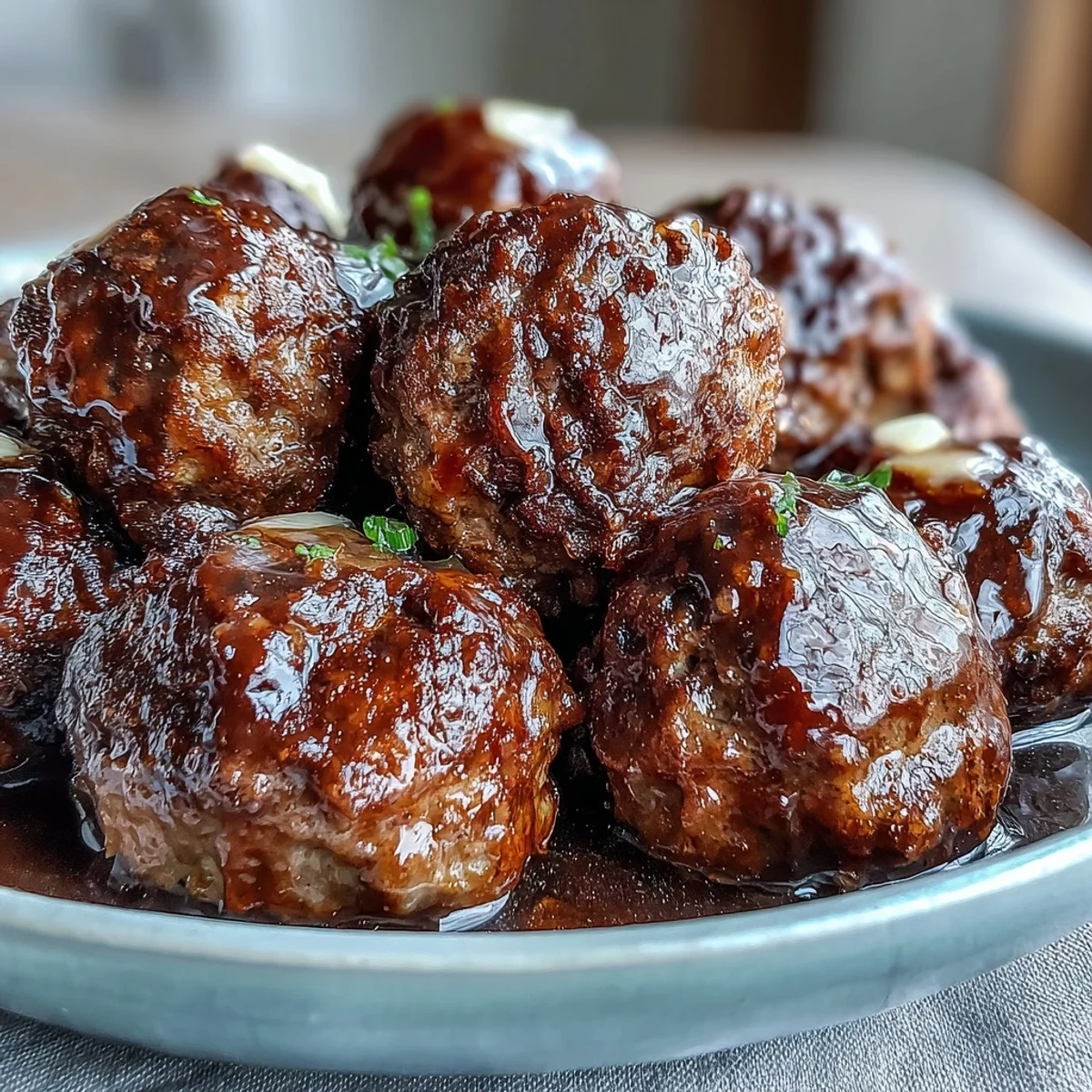 Easy Crockpot Mississippi Meatballs slow-cooked with butter, ranch, and au jus seasonings. Perfect party appetizer on a platter with toothpicks for easy serving.