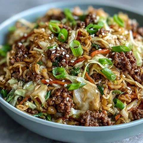 Savory Egg Roll in a Bowl with vibrant crunchy cabbage, ready to eat.