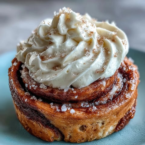 A warm High-Protein Cinnamon Roll Mug Cake topped with creamy frosting and a visible cinnamon swirl.
