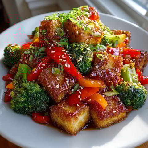 A plate of food with broccoli and peppers.