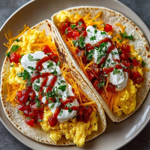 Fluffy, quick 3-minute breakfast tacos: A vibrant, colorful morning meal ready in minutes.