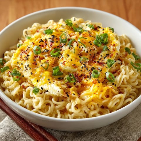 Cheesy TikTok Ramen recipe sizzling in a pan, with garlic scent filling the air.