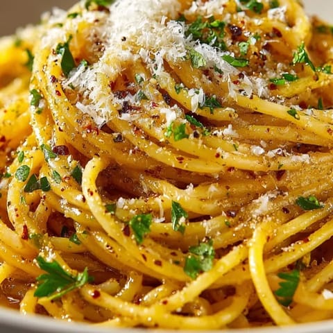 Close-up of creamy Brown Butter Parmesan Pasta, glistening with melted butter, ready to serve.