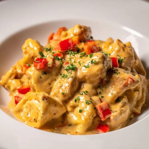 Delicious Zesty Cajun Garlic Parmesan Chicken Tortellini garnished with fresh parsley for extra flavor.  