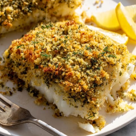 Zesty Lemon Dill Crusted Cod