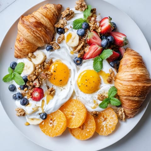 Delectable Soleil Matinal Breakfast Platter featuring assorted fruits, yogurt, and warm toast, perfect for a bright morning.