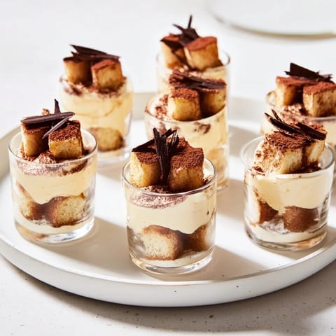 Bite-sized Countdown Tiramisu Shots offer a delightful mix of flavors and textures, perfect for a celebration.