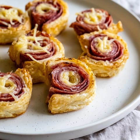 Cheddar Salami Pastry Scrolls