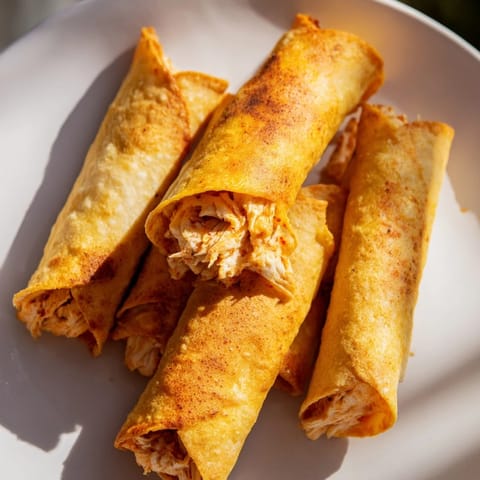 Golden-brown air fryer taquitos, a delicious and quick Mexican-inspired appetizer or main dish.