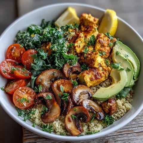 A vibrant vegan scrambled tofu breakfast bowl, ready for a healthy morning.