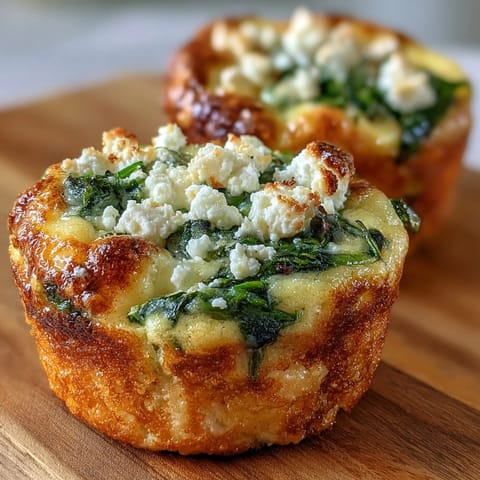 Freshly baked Keto Spinach and Feta Egg Muffins served warm, perfect for a healthy meal prep snack.