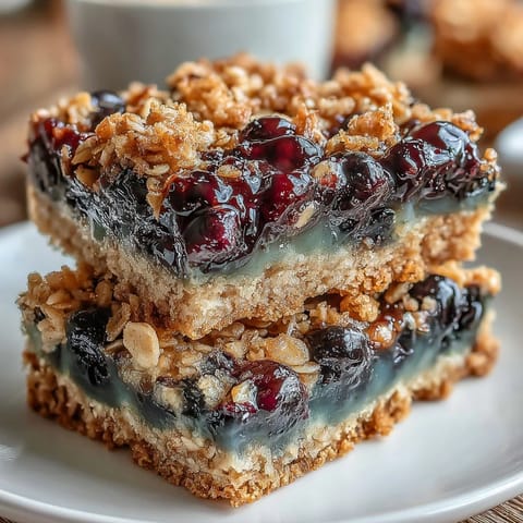 Soft and chewy blueberry oat bars loaded with fresh berries and whole grains, perfect for grab-and-go mornings or nutritious party favors.